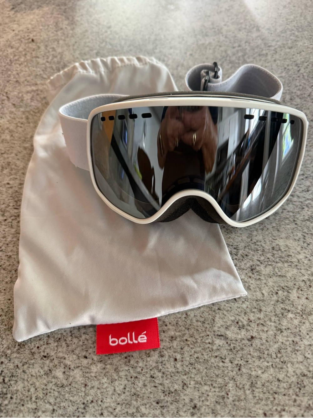 bolle White Strap Ski Goggle with Black Logo